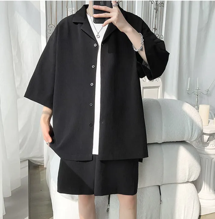 Maxct Textured Two-Piece Shirt and Shorts Set