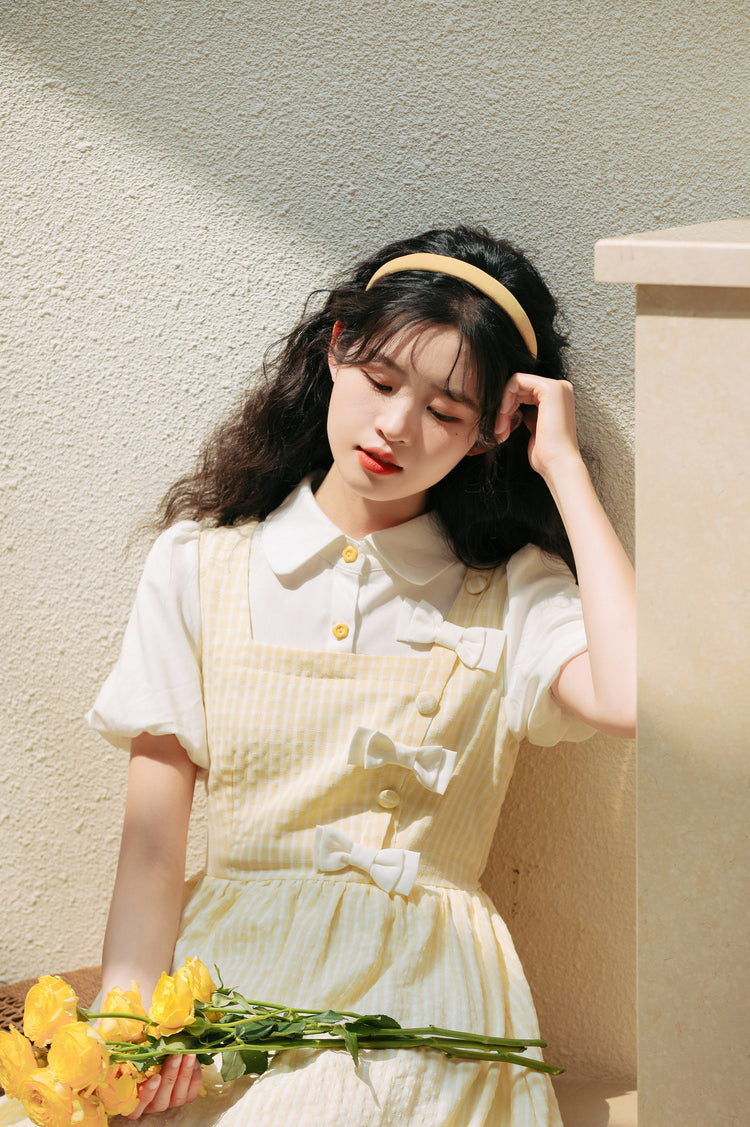 Gingham Bows Twofer Dress Maxct