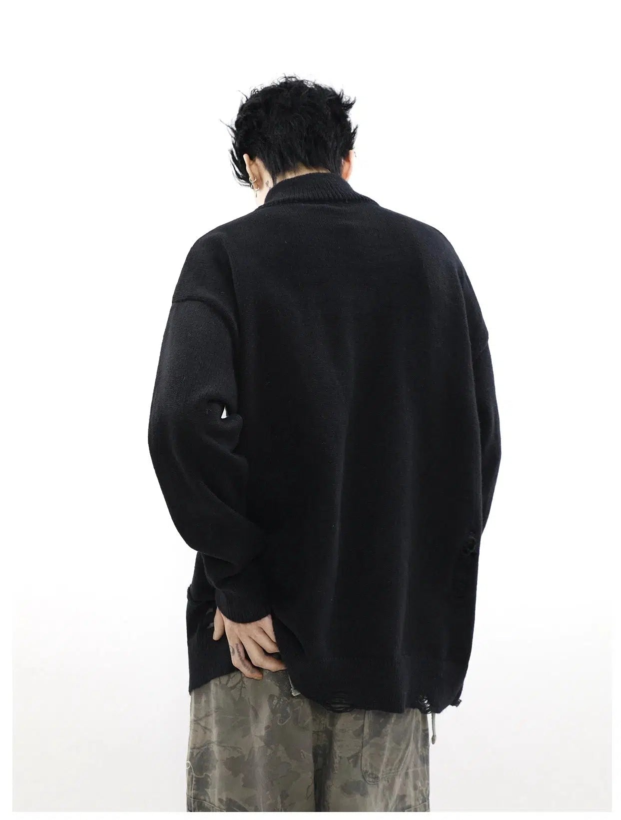 Maxct Full Zip Ripped Sweater Cardigan