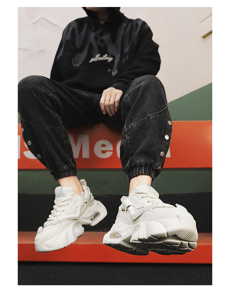 Casual Chunky Sports White Platform Sneakers for Men