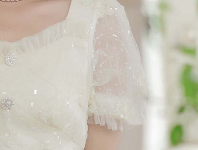 Delicate Flower Sequin Maxi Dress Maxct