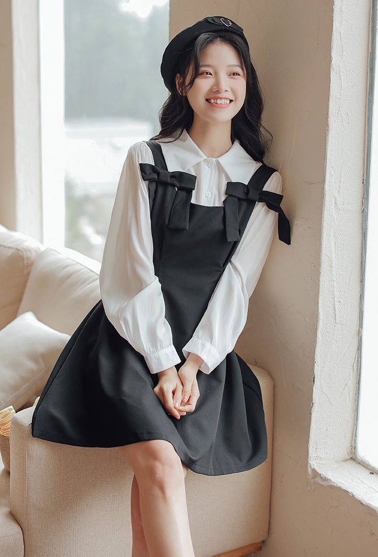 Little Bow Mini Pinafore Dress Set Maxct