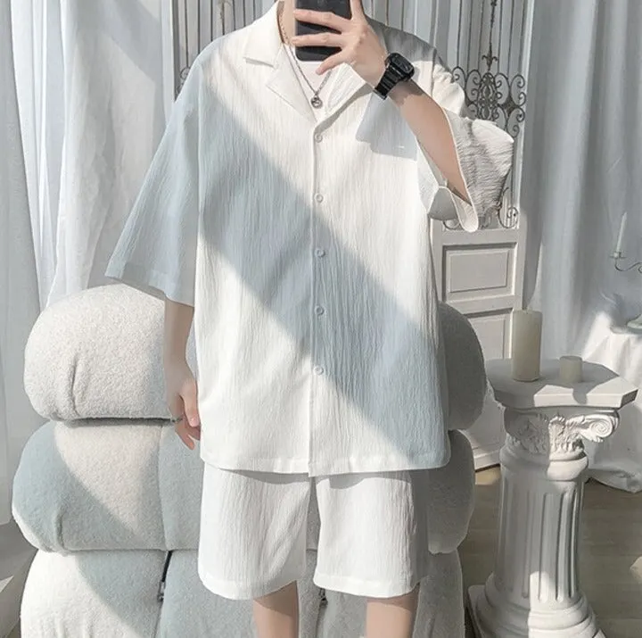 Maxct Textured Two-Piece Shirt and Shorts Set