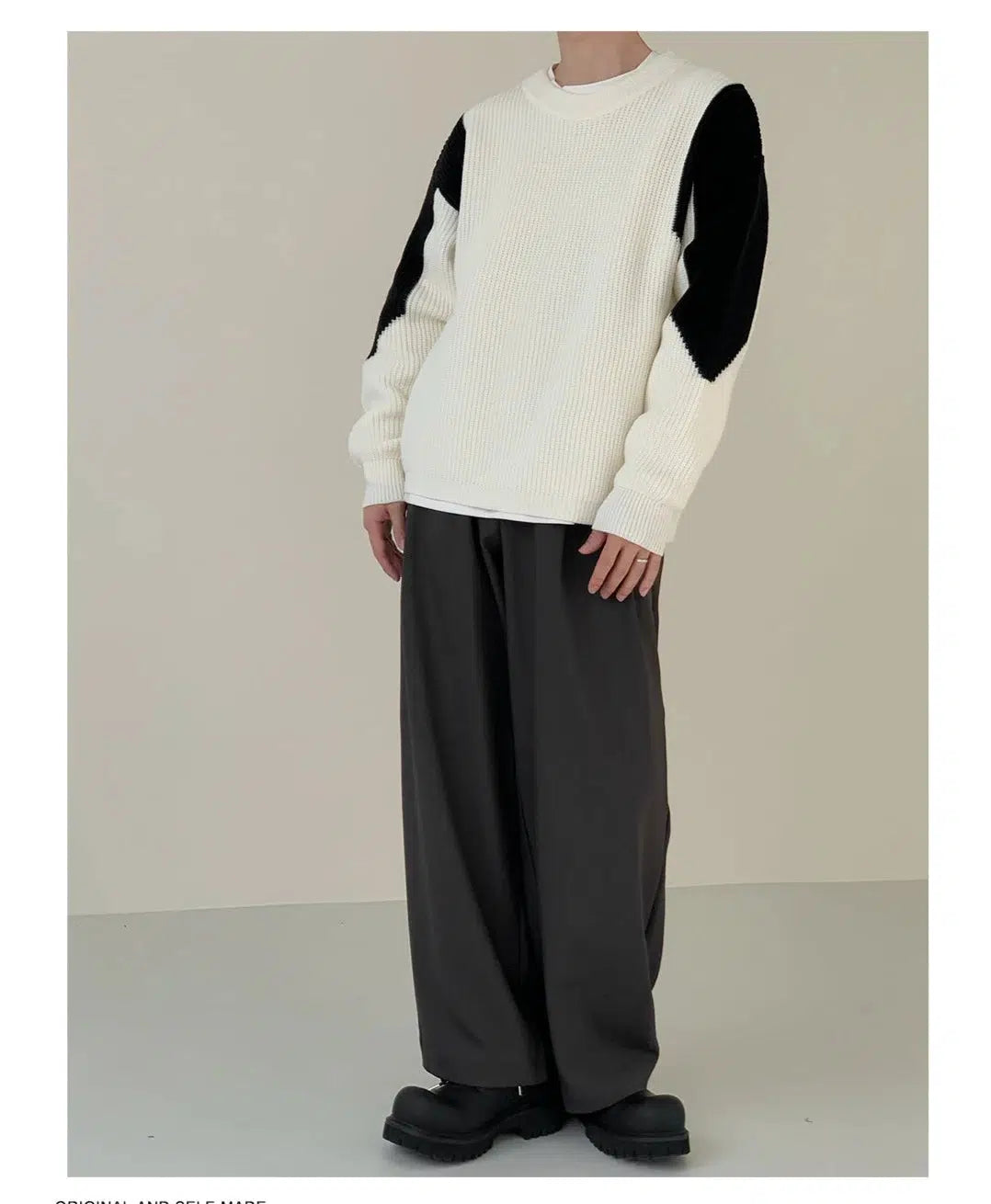 Maxct Color Block Crew Neck Sweater