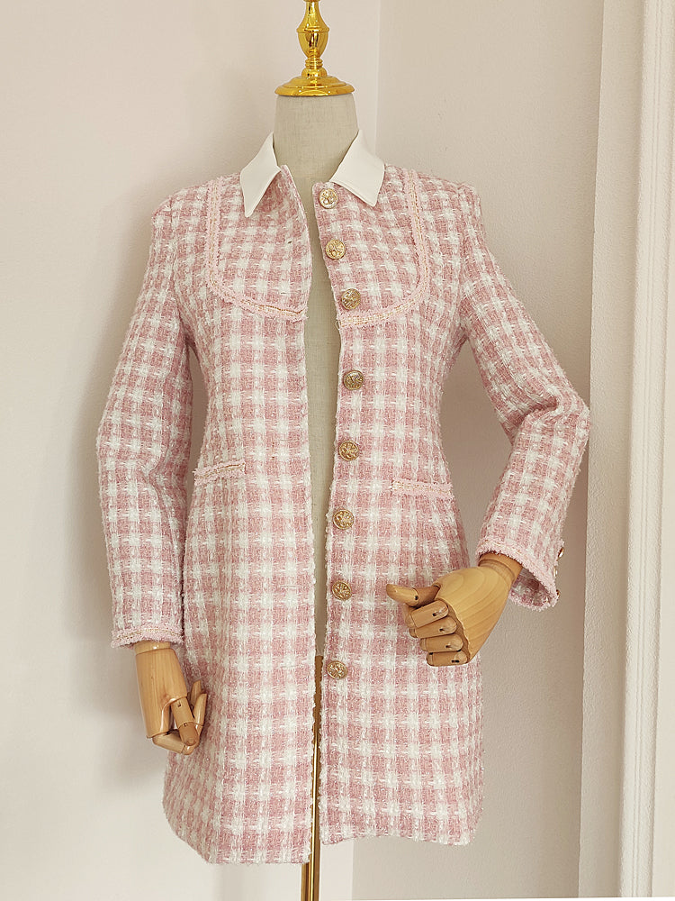 Preppy Tweed Button Up Dress Maxct