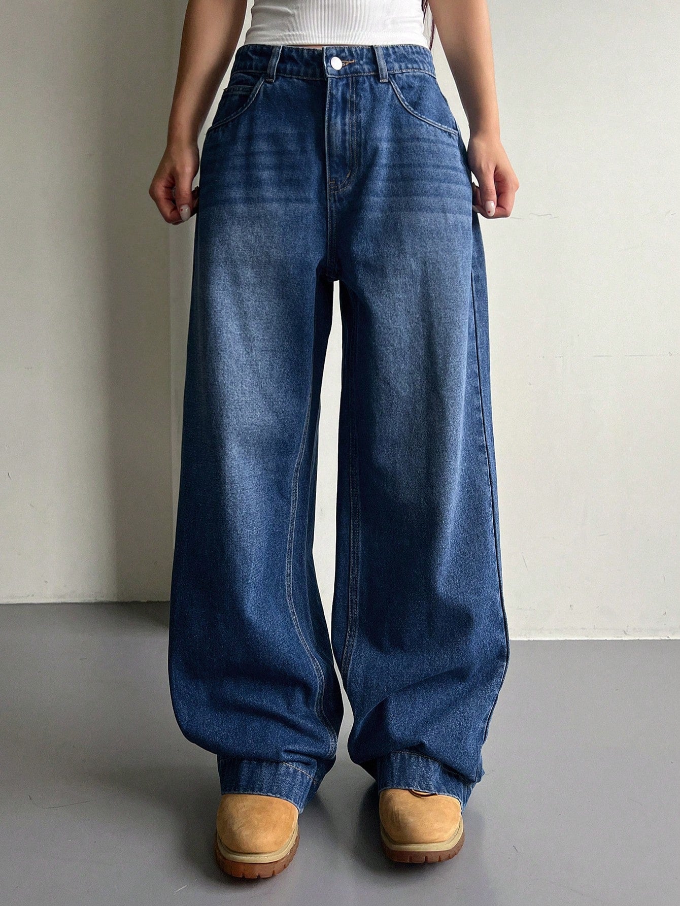 Maxct Women's Casual Wide Leg Denim Pants For Daily Wear Or Travel, With Pockets