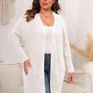 Maxct &Plus Size Open Front Cardigan With Pockets