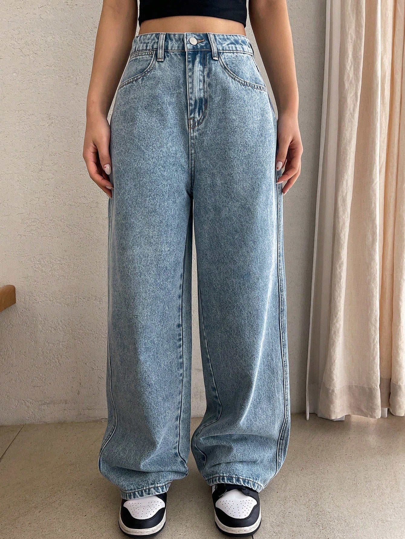 Maxct Women's Casual Loose Fit Wide Leg Denim Pants With Pockets, Ideal For Daily And Travel