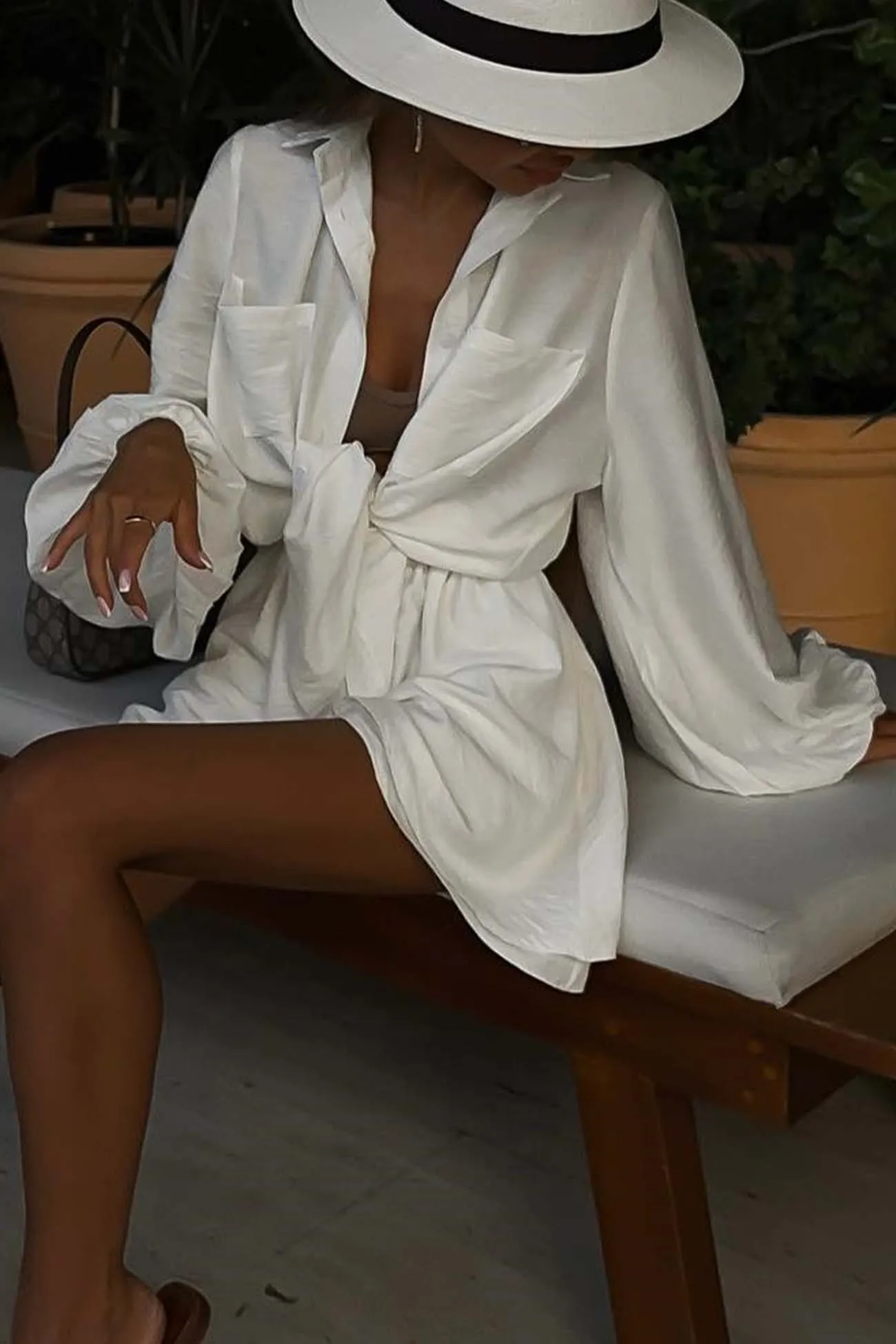Maxct Solid Color Puff Sleeve Shirt Shorts Set