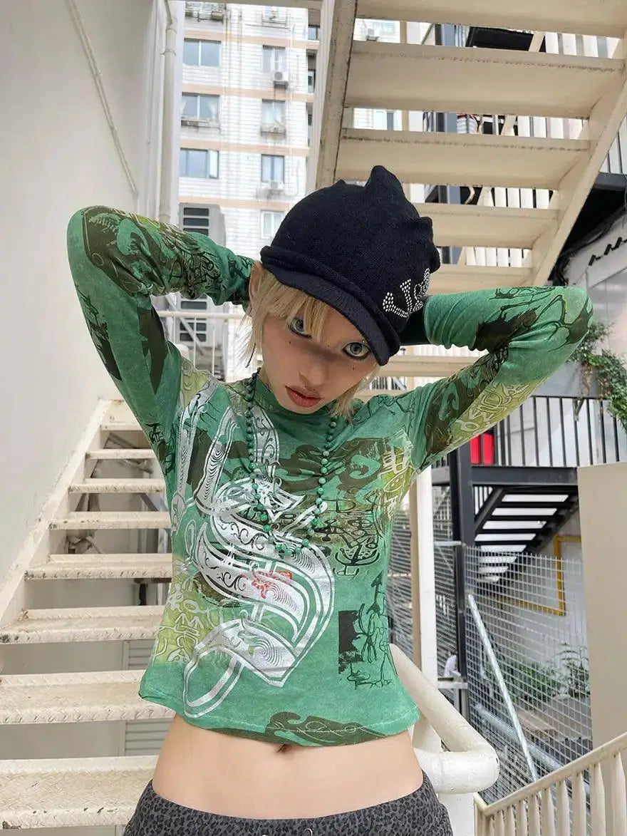 Maxct &Fairy Grunge Print Top