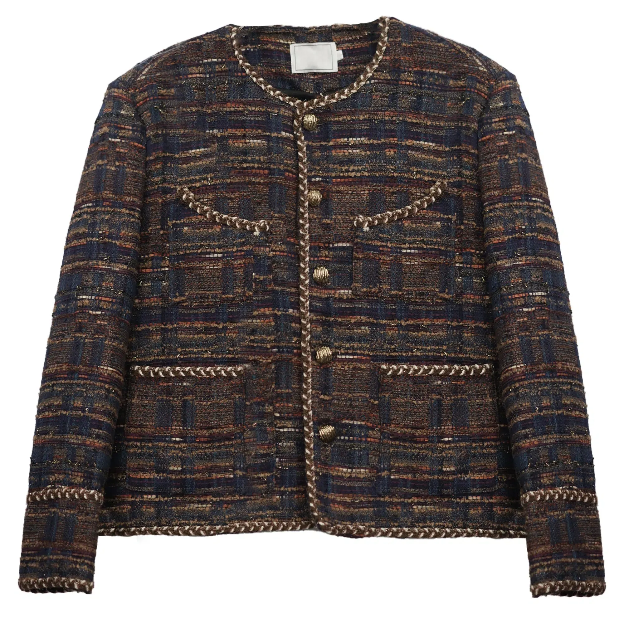Maxct Braided Round Neck Tweed Jacket