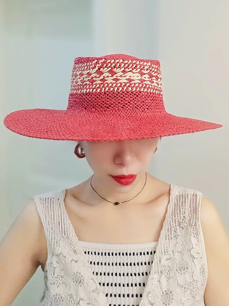 Maxct Straw Hat Japanese Style Black Brown Panama Women's Beach Big Brim