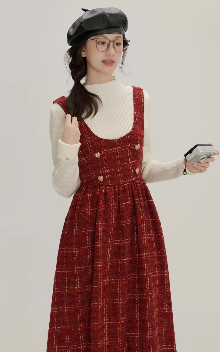 Sweet Apple Pie Plaid Pinafore Dress Maxct - Image 6