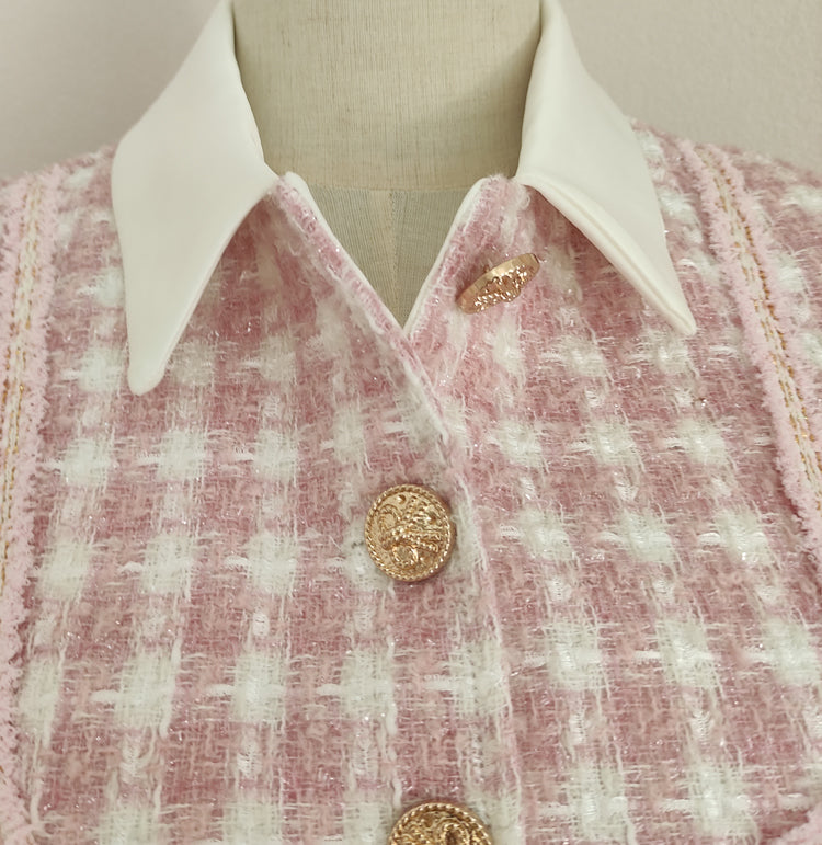 Preppy Tweed Button Up Dress Maxct