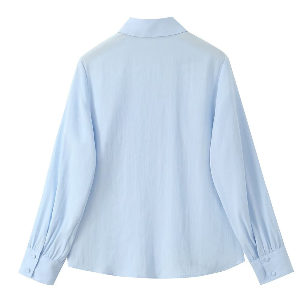 Maxct Autumn New Product Women's Fashion Loose and Versatile Button Decoration Long Sleeve Collar Casual Shirt