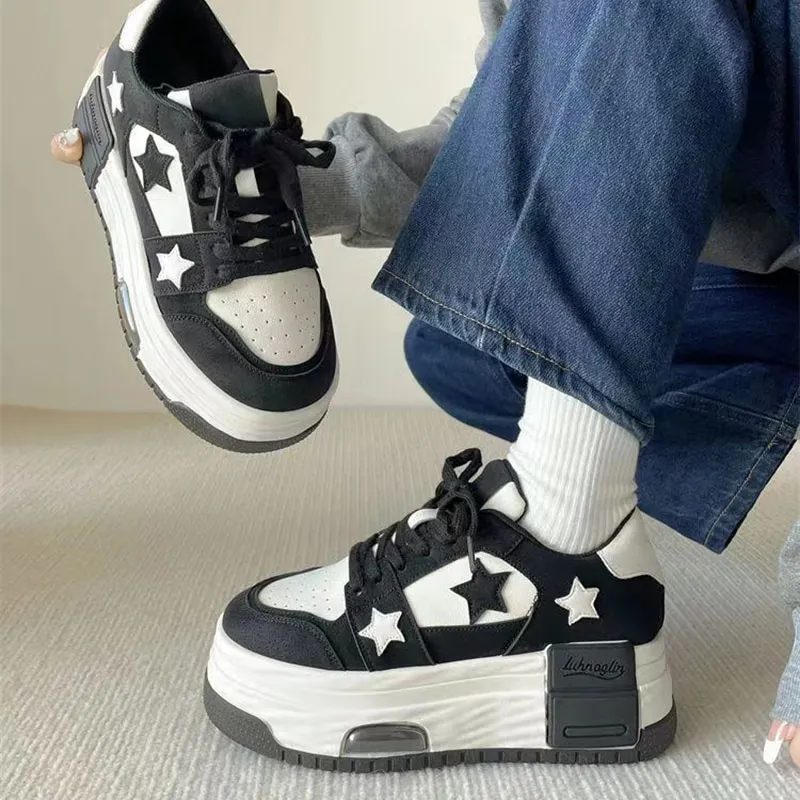 Thick Platform Shoes Stars Trainers: Chunky Platform Sneakers