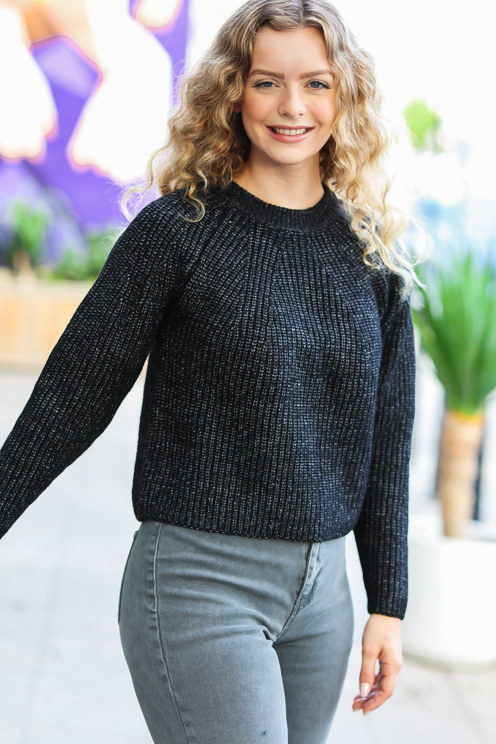 Maxct &Black Mélange Round Neck Knit Sweater