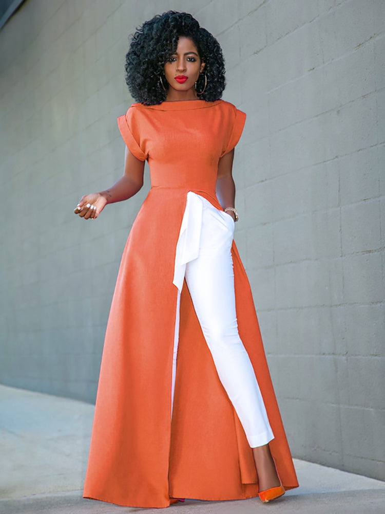 High Split Solid Maxi Dress Maxct