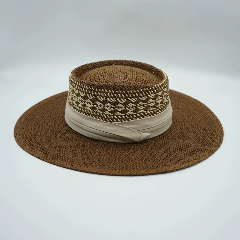 Maxct Straw Hat Japanese Style Black Brown Panama Women's Beach Big Brim