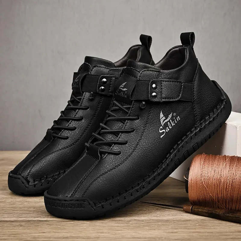 Handmade Design Sneakers Men's Casual Leather Ankle Boots Maxct