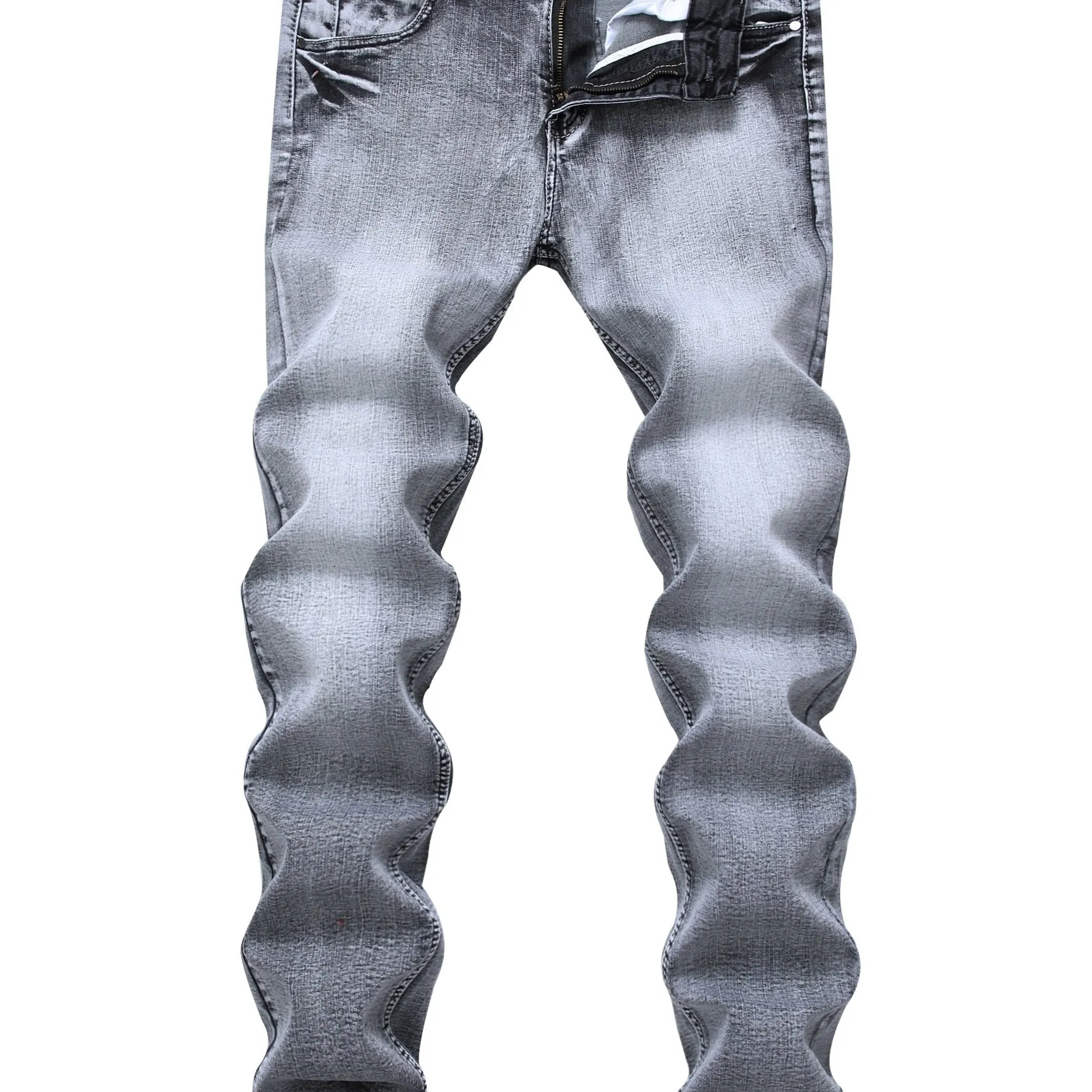 Maxct Men's Vintage Casual Straight Slim Washed Denim Jeans