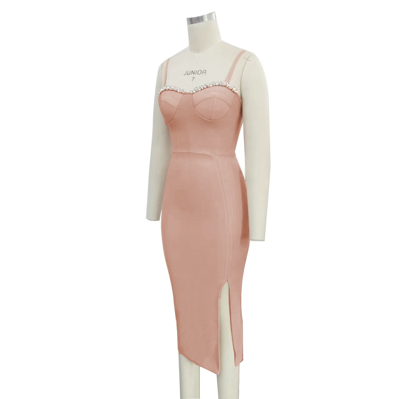 Maxct Women's Bandage Thai Strap Rhinestone Split Bandage Dress Sexy Banquet Dress - Image 24