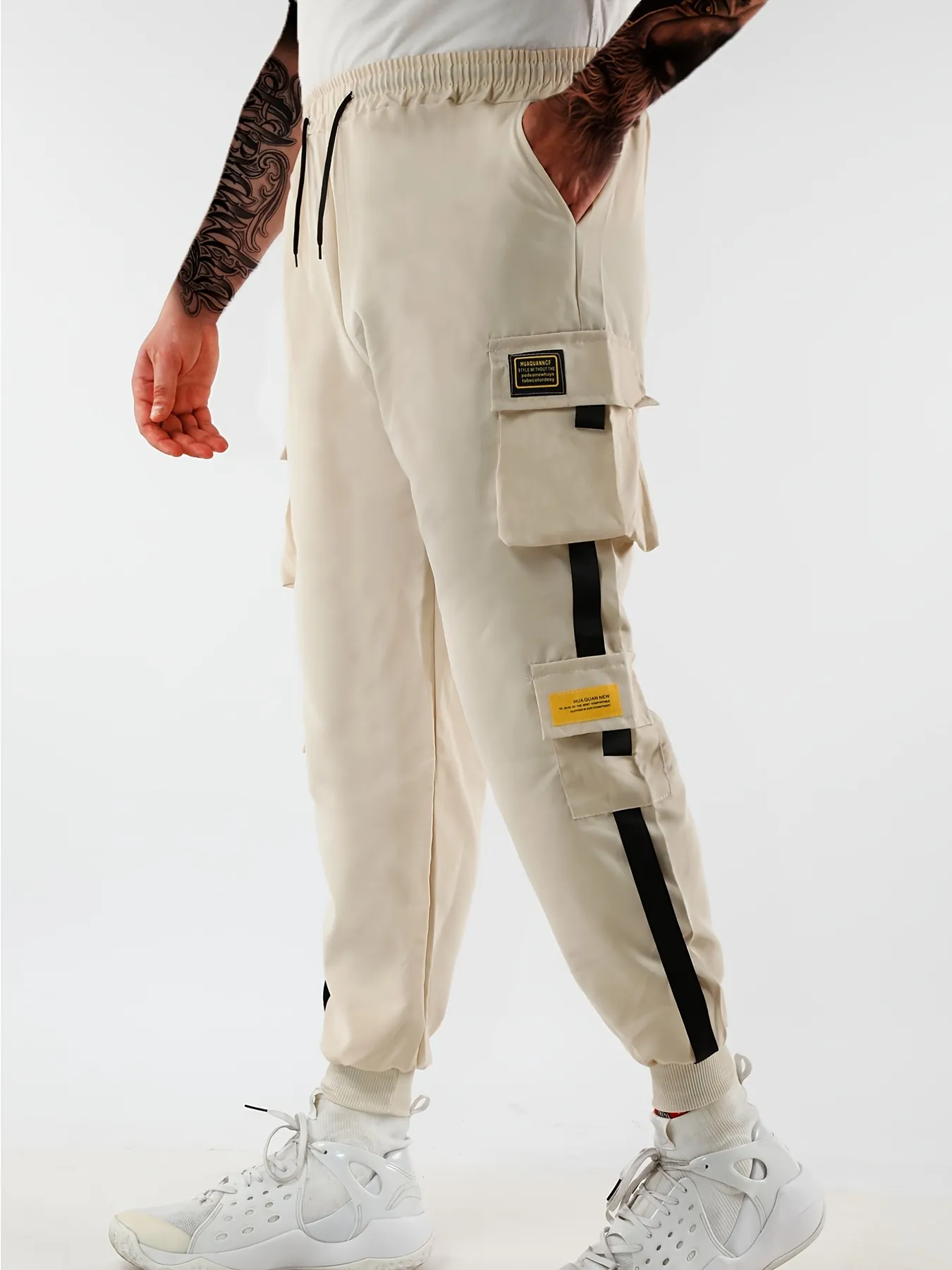Classic Design Multi Flap Pockets Cargo Pants, Men's Casual Techwear Drawstring Cargo Pants Hip Hop Joggers For Autumn Summer Outdoor