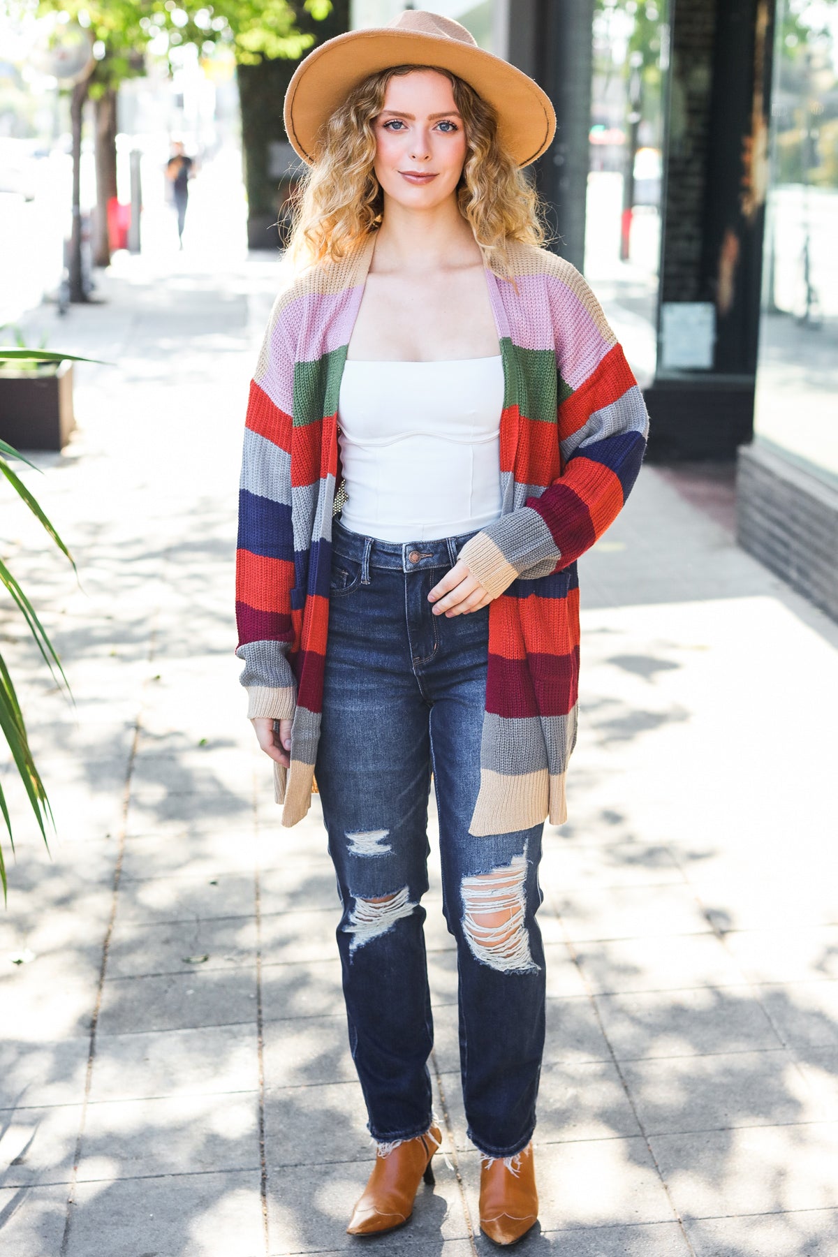 Maxct &Weekend Ready Multicolor Striped Slouchy Open Cardigan