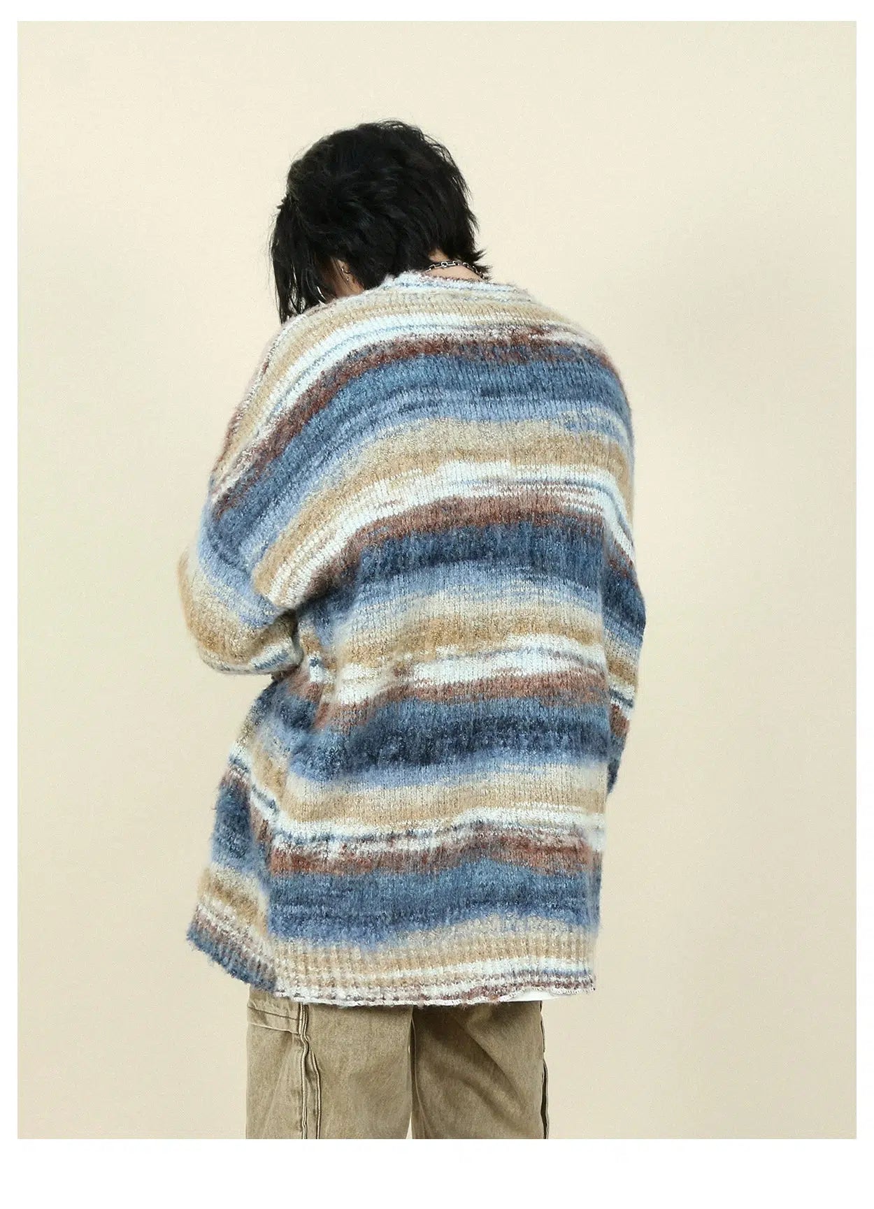 Maxct Faux Mohair Colorful Striped Sweater