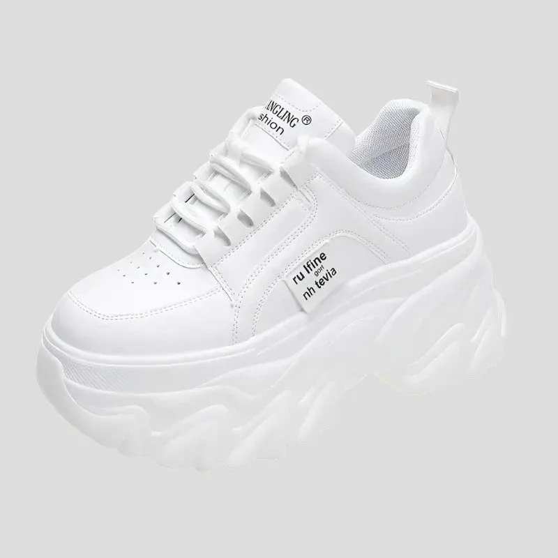 Chunky Platform Sneakers Women Spring Autumn PU Leather Maxct