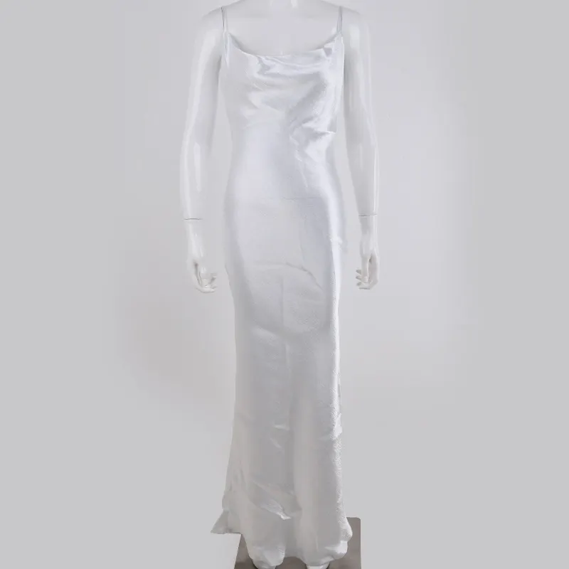 Elegant Satin Backless Long Dress For Women Gown Summer Spaghetti Strap Sleeveless Night Club Party Long Dress Vestido