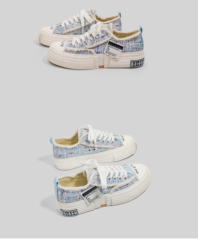 Cute Teen Girl's Low Top Canvas Sneakers Thick Sole - true deals club