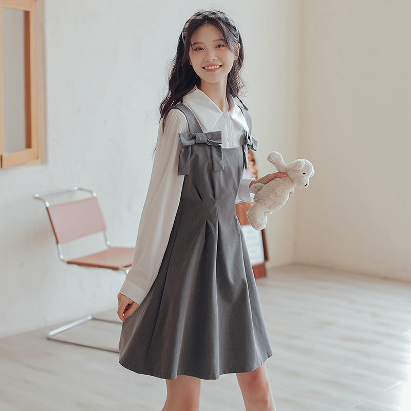 Little Bow Mini Pinafore Dress Set Maxct