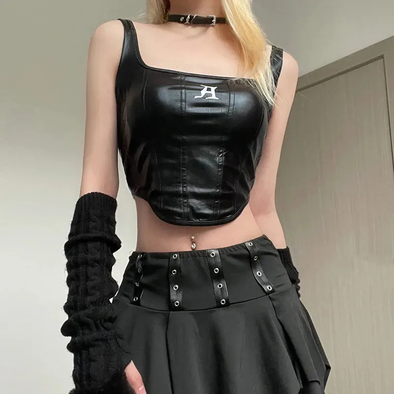 Maxct &Grunge Faux Leather Crop Corset Top