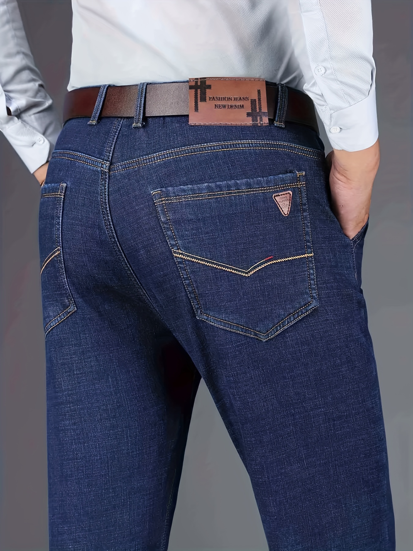 Chic Jeans For Business, Men's Semi-formal Stretch Dress Pants For All Seasons, Father's Gift