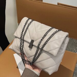 Maxct - Minimalist Chevron Chain Flap Tote Bag - Women Tote Bags