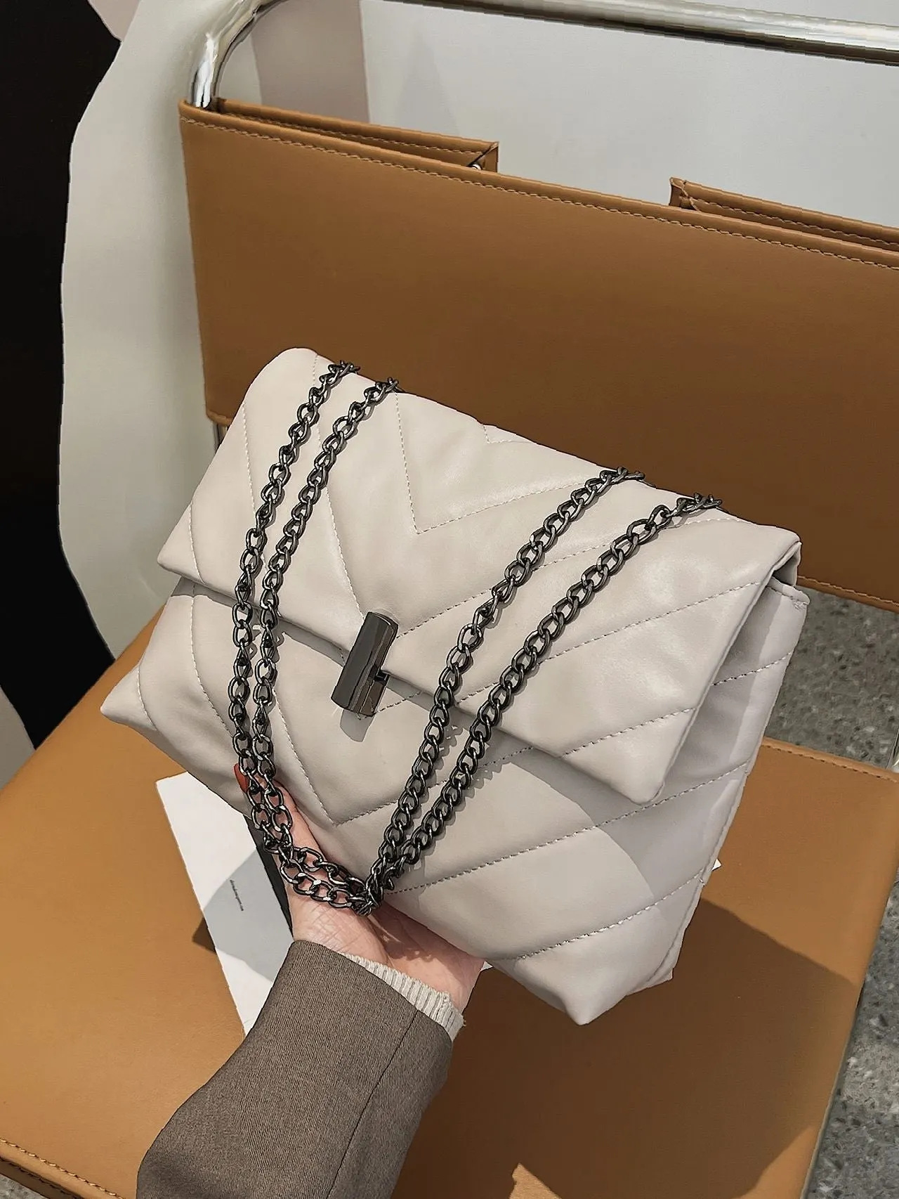 Maxct - Chevron Chain Tote Bag  - Women Tote Bags