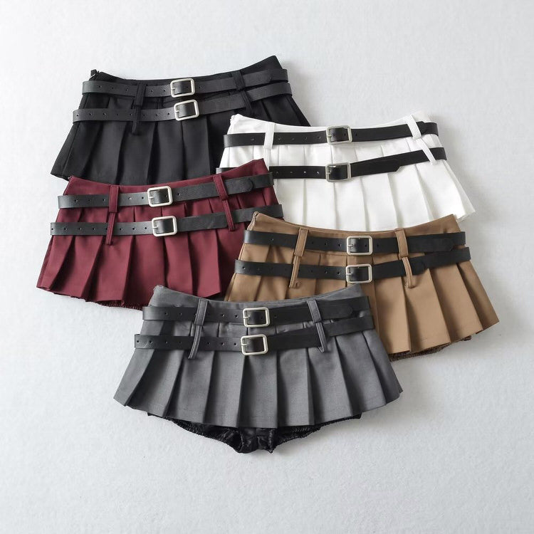 Y2K Double-Belt Extreme Micro Skirt Maxct