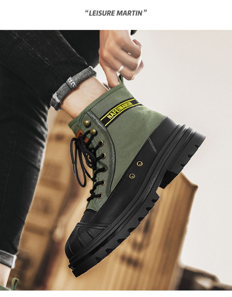 Men's Breathable High-top Boots with Thick Soles - true deals club