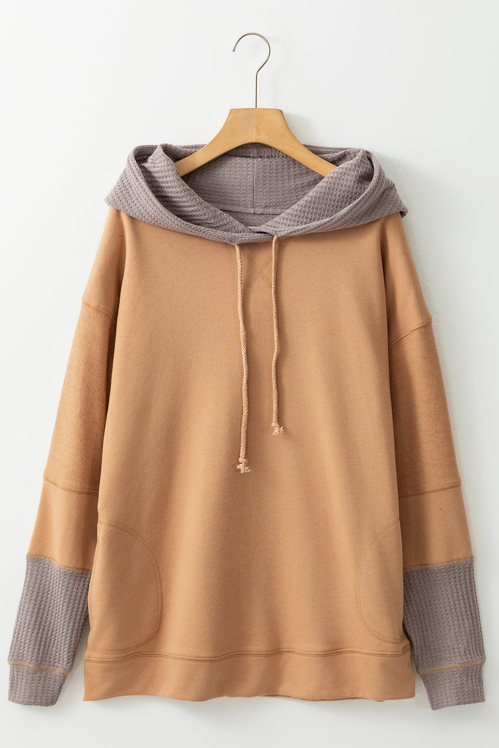Maxct &Drawstring Contrast Long Sleeve Hoodie
