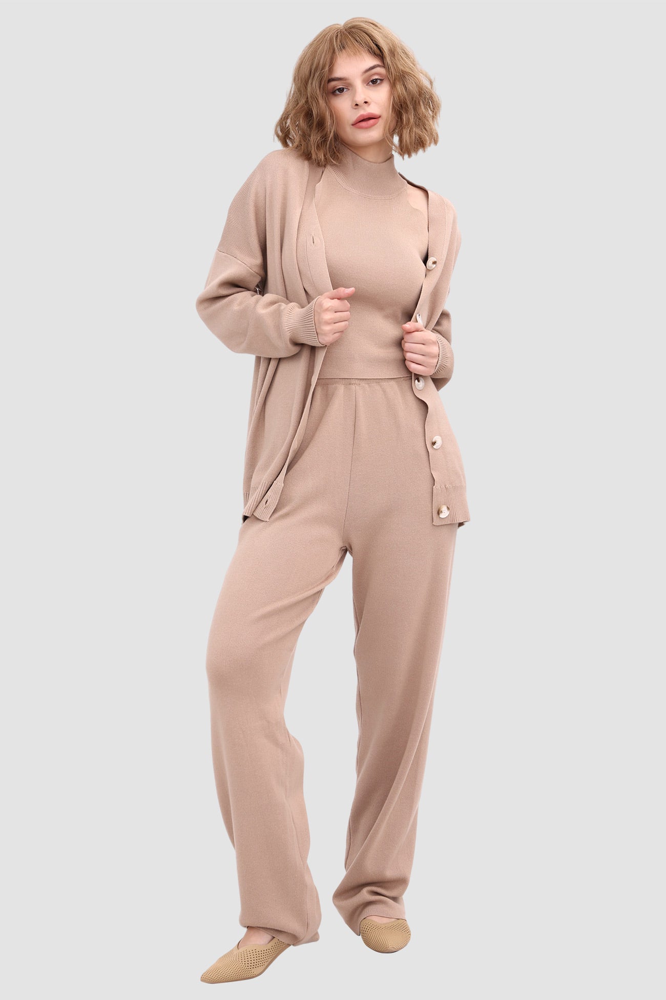 Maxct Knit Crop Tank Top & Pants & Robe