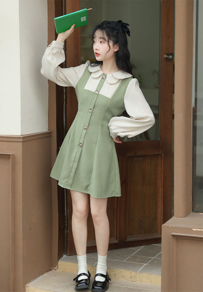 Scallop Collar Twofer Mini Dress Maxct