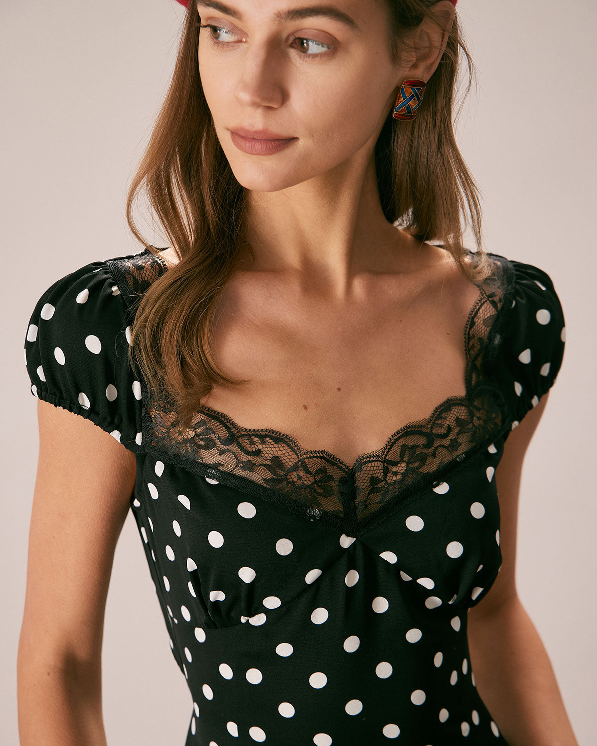 Maxct The Black Lace Trim Polka Dot Maxi Dress