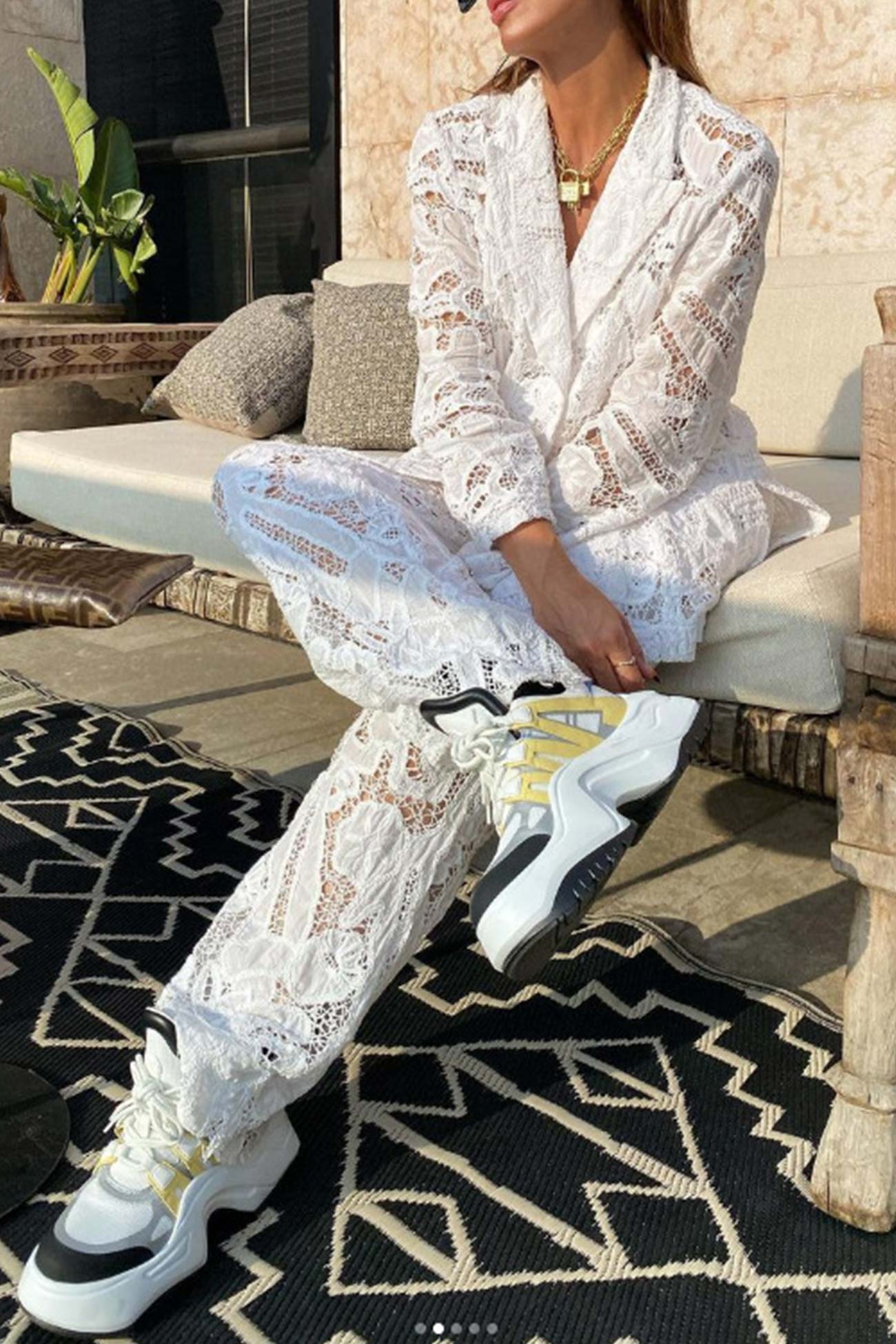 Maxct Lace Blazers Long Pants Suits