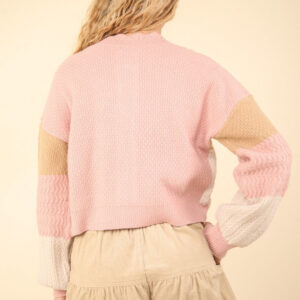 Maxct &VERY J Color Block Button Down Textured Sweater Cardigan