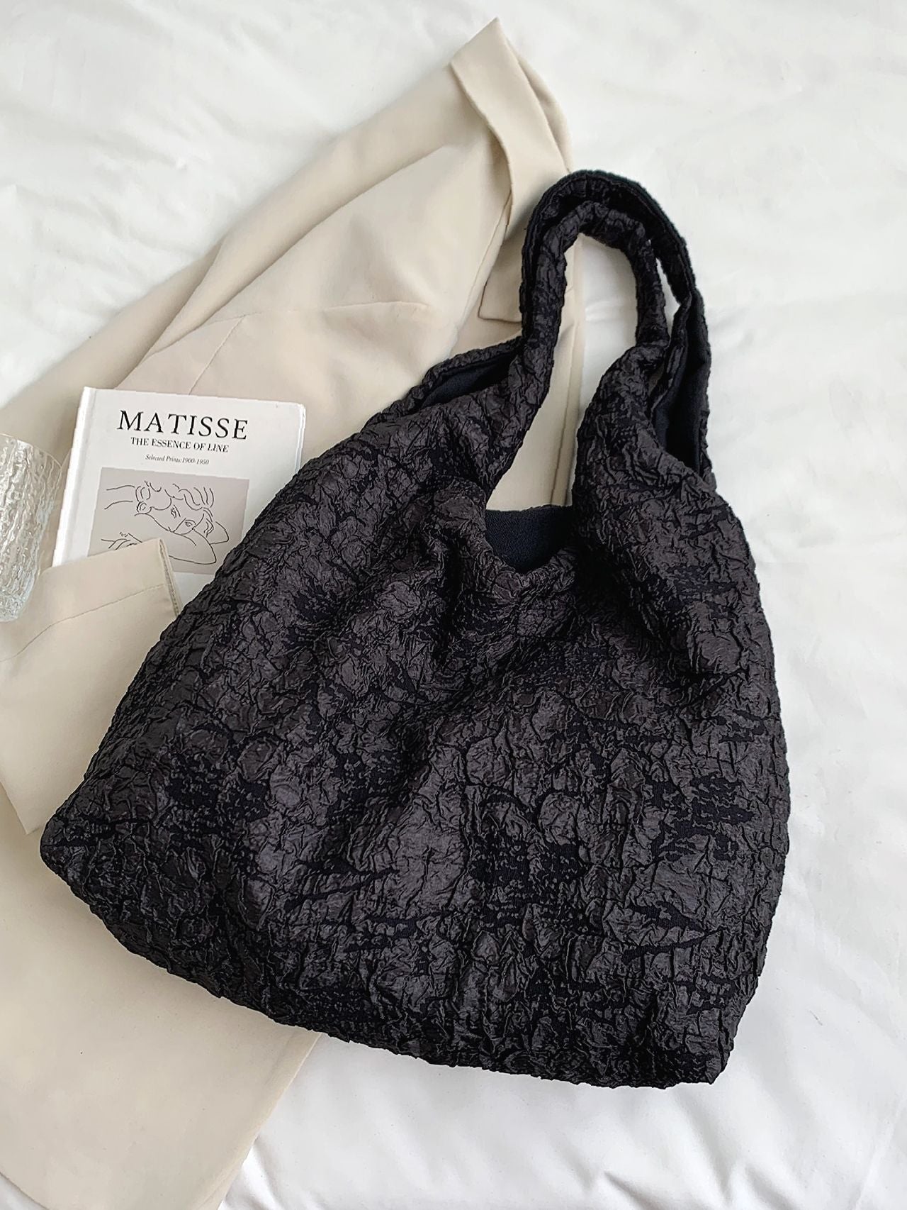 Maxct - Minimalist Ruched Detail Shoulder Tote Bag - Women Tote Bags