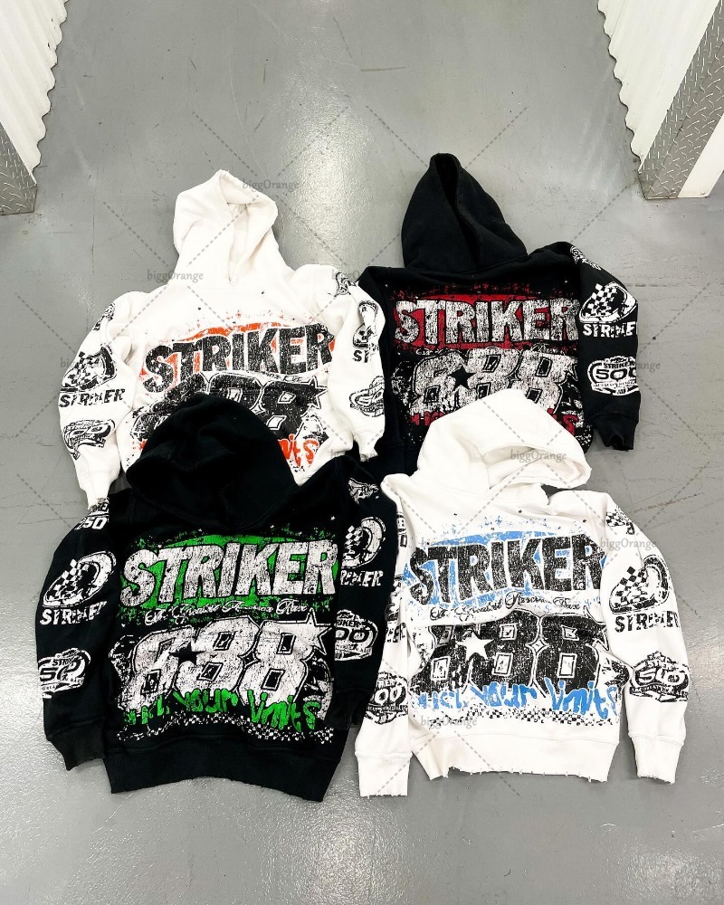 European and American High Street Fashion Brand Clothing Printed Loose Pullover Hoodie Men Street Hip-hop Oversized Sweatshirt