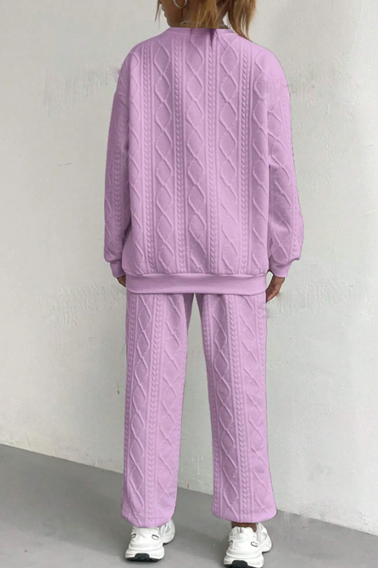 Maxct Cable Knit Crew Neck Sweatshirt Set