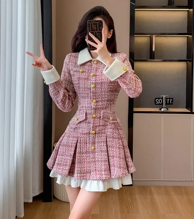 Flirty Plaid Tweed Mini Dress Maxct