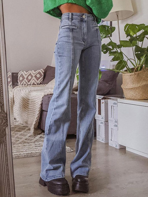 Back Star Patchwork Flare Jeans Maxct